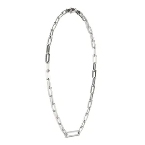 Elongated Pavé Paperclip Chain Necklace image, 