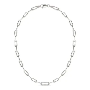 Single Pavé Paperclip 24 in. Chain Necklace image, 