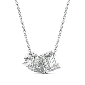 Pear and Emerald Toi et Moi Necklace image, 