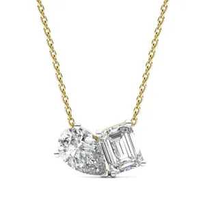 Pear and Emerald Toi et Moi Necklace image, 