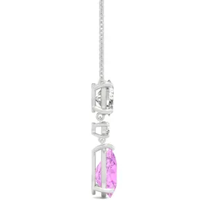 Pink Sapphire Pear Drop Pendant in 14K White Gold image, 