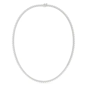 12.20 CTW DEW Round Moissanite Three Prong Tennis Necklace in Sterling Silver image, 