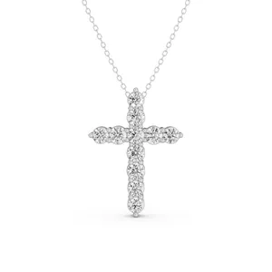 Round Shared Prong Cross Pendant image, 