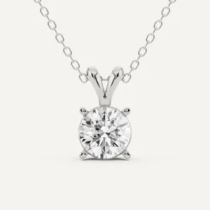 Split Bail Round Solitaire Pendant image, 