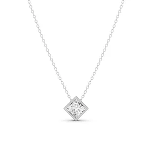 Bezel Set Princess Solitaire Pendant image, 