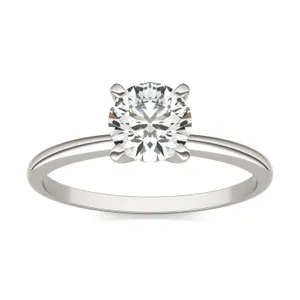 Round Brilliant Simple Solitaire Engagement Ring Moissanite Engagement Ring image, 