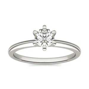 Round Brilliant Six-Prong Simple Solitaire Engagement Ring image, 