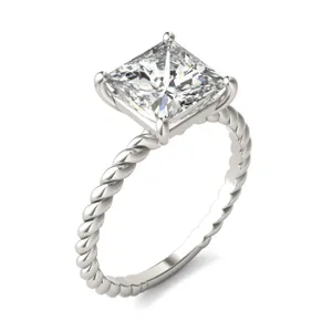 Princess Classic Rope Solitaire Engagement Ring image, 