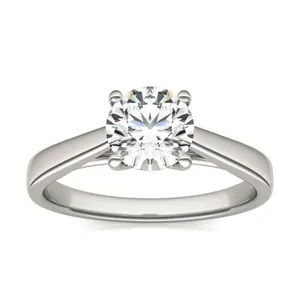 Round Brilliant Tapered Cathedral Solitaire image, 