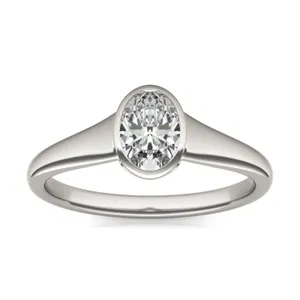 Oval Signature Bezel Solitaire Engagement Ring image, 