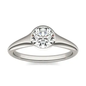 Round Brilliant Signature Bezel Solitaire Engagement Ring image, 