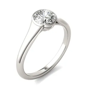 Round Brilliant Signature Bezel Solitaire Engagement Ring image, 