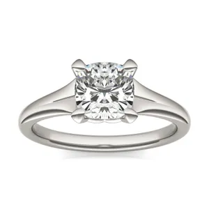 Cushion Wide Shank Signature Solitaire Engagement Ring image, 