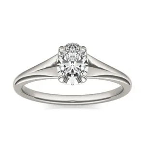 Oval Wide Shank Signature Solitaire Engagement Ring image, 