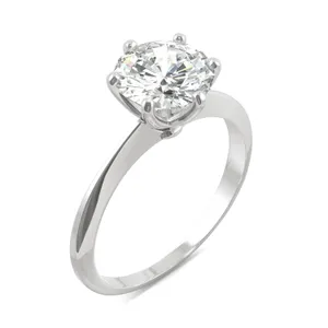 Round Hearts & Arrows Six-Prong Timeless Solitaire Engagement Ring image, 