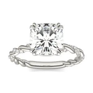 Cushion Accented Rope Engagement Ring image, 
