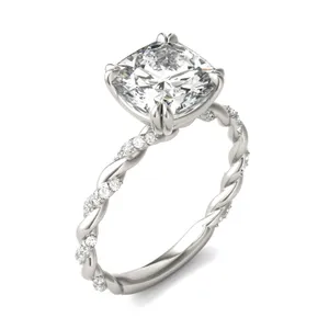 Cushion Accented Rope Engagement Ring image, 