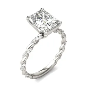 Radiant Accented Rope Engagement Ring Moissanite Engagement Ring image, 