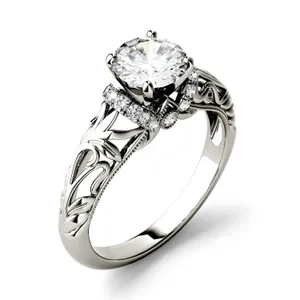 Round Brilliant Rosaline Engagement Ring Moissanite Engagement Ring image, 
