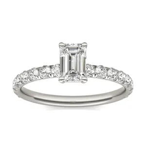 Emerald Classic Side-Stone Engagement Ring image, 