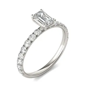 Emerald Classic Side-Stone Engagement Ring image, 