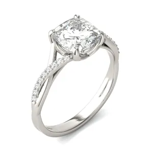 Cushion Hearts & Arrows Signature Twisted Side-Stone Engagement Ring image, 