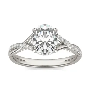 Oval Signature Twisted Side-Stone Engagement Ring image, 