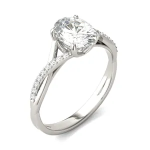 Oval Signature Twisted Side-Stone Engagement Ring image, 