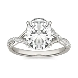 Oval Signature Twisted Side-Stone Engagement Ring image, 
