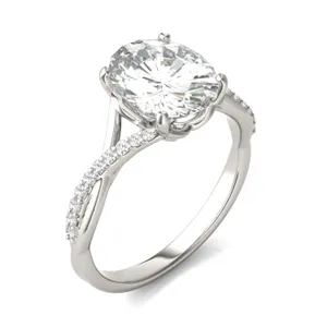 Oval Signature Twisted Side-Stone Engagement Ring image, 