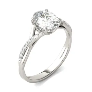Oval Signature Twisted Side-Stone Engagement Ring image, Oval Signature Twisted Side-Stone Engagement Ring