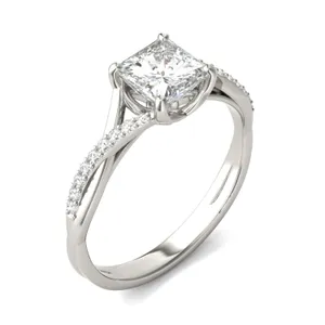 Princess Signature Twisted Side-Stone Engagement Ring image, 