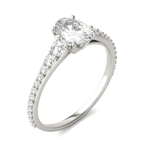 Oval Signature Graduated Side-Stone Engagement Ring image, 