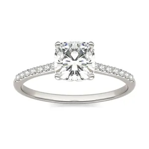 Cushion Hearts & Arrows Signature Petite Side-Stone Engagement Ring image, 