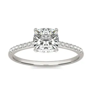 Cushion Signature Petite Side-Stone Engagement Ring image, 