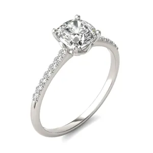 Cushion Signature Petite Side-Stone Engagement Ring image, 