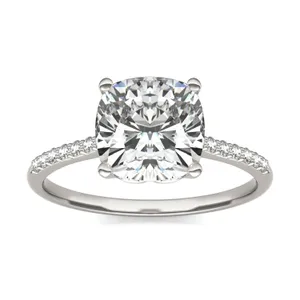 Cushion Signature Petite Side-Stone Engagement Ring image, 
