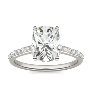 Elongated Cushion Signature Petite Side-Stone Engagement Ring image, 