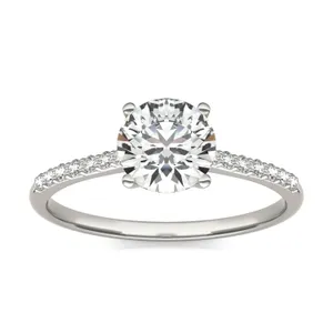 Round Brilliant Signature Petite Side-Stone Engagement Ring image, 