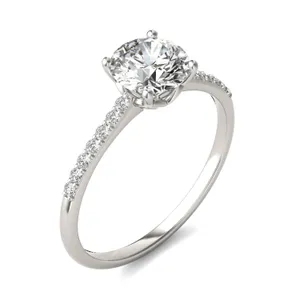 Round Brilliant Signature Petite Side-Stone Engagement Ring image, 