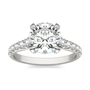 Round Hearts & Arrows Luxe Accented Trellis Engagement Ring image, 