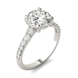 Round Hearts & Arrows Luxe Accented Trellis Engagement Ring image, 