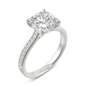 Cushion Hearts & Arrows Channel Set Cathedral Engagement Ring image, 