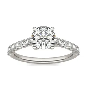 Round Brilliant Shared Prong Open Trellis Engagement Ring image, 