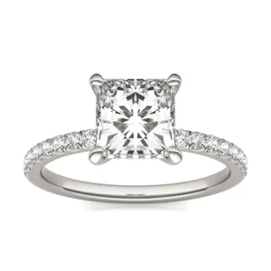 Princess Classic Accented Hidden Halo Engagement Ring image, 