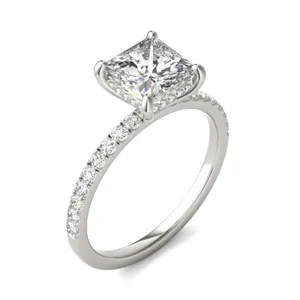 Princess Classic Accented Hidden Halo Engagement Ring image, 