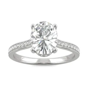 Oval Eternal Side-Stone Hidden Halo Engagement Ring image, 