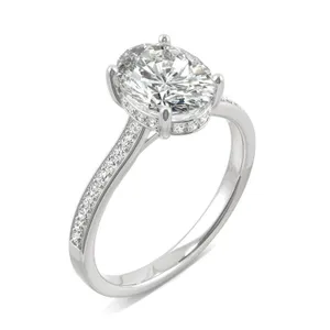 Oval Eternal Side-Stone Hidden Halo Engagement Ring image, 