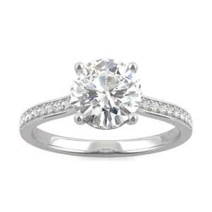 Round Hearts & Arrows Eternal Side-Stone Hidden Halo Engagement Ring image, 