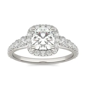 Cushion Hearts & Arrows Signature Graduated Halo Engagement Ring image, 